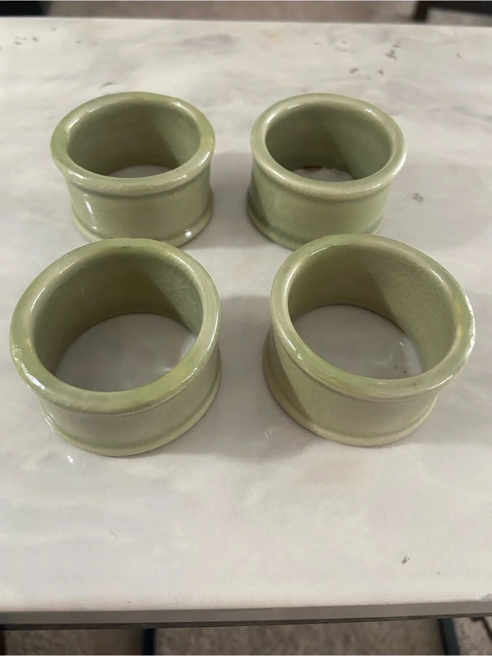Set of 4 Sage Green Ceramic Napkin Rings